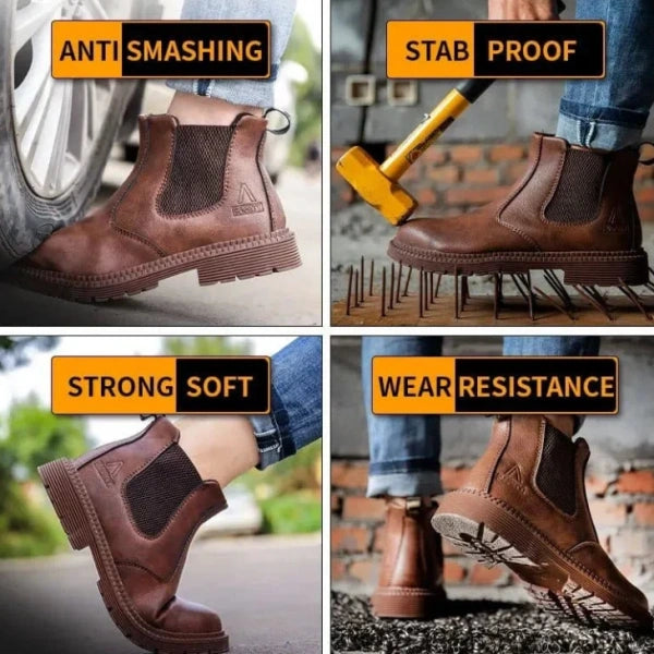 Waterproof Slip-On Steel Toe Boots